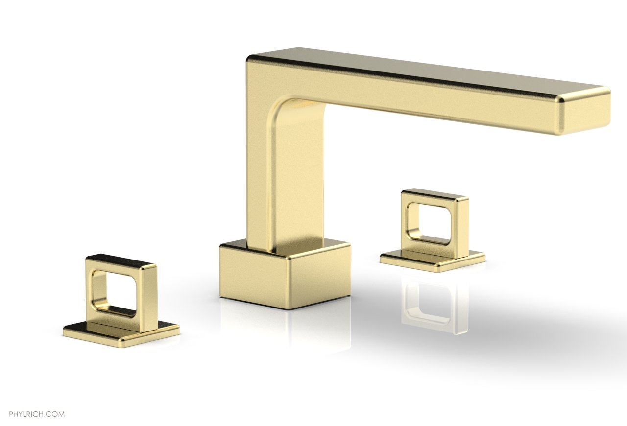 6-3/8" - Polished Brass Uncoated - MIX Deck Tub Set - Ring Handles 290-42 by Phylrich - New York Hardware