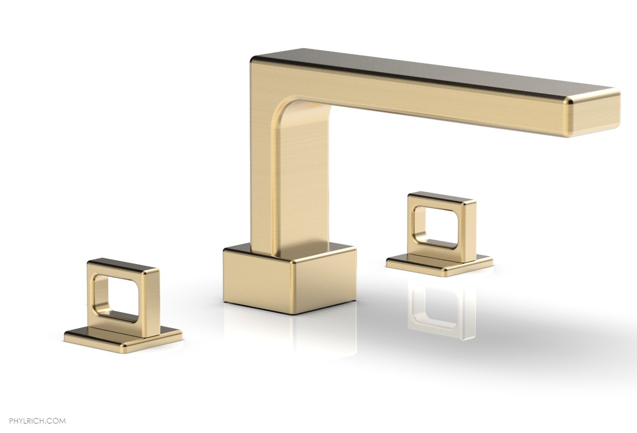 6-3/8" - Satin Nickel - MIX Deck Tub Set - Ring Handles 290-42 by Phylrich - New York Hardware