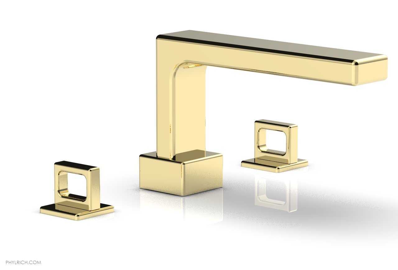 6-3/8" - French Brass - MIX Deck Tub Set - Ring Handles 290-42 by Phylrich - New York Hardware