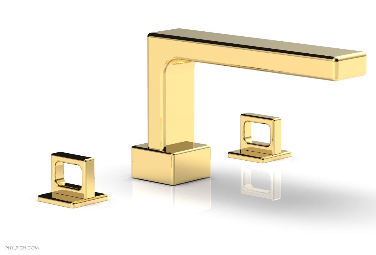 6-3/8" - Satin Gold - MIX Deck Tub Set - Ring Handles 290-42 by Phylrich - New York Hardware