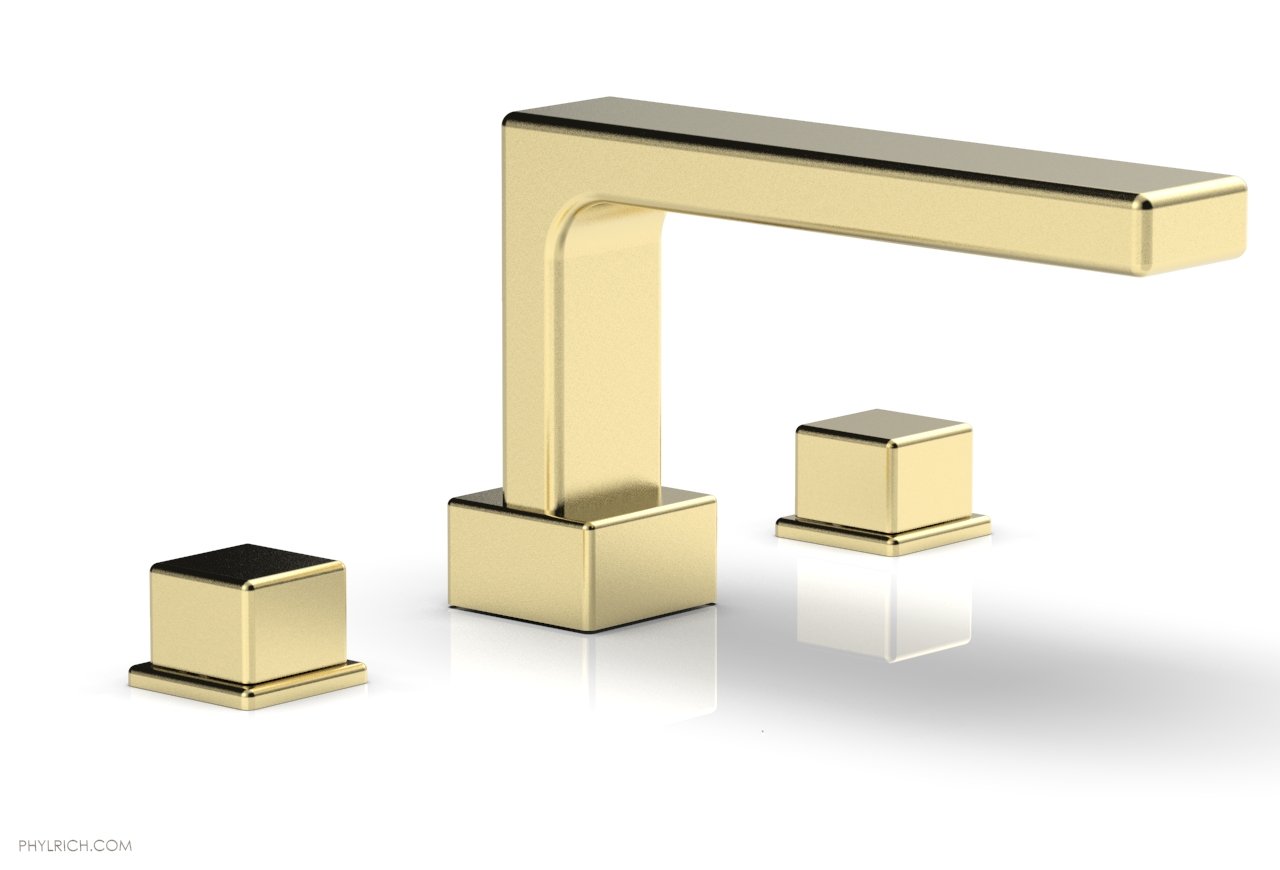 6-3/8" - Polished Brass Uncoated - MIX Deck Tub Set - Cube Handles 290-43 by Phylrich - New York Hardware