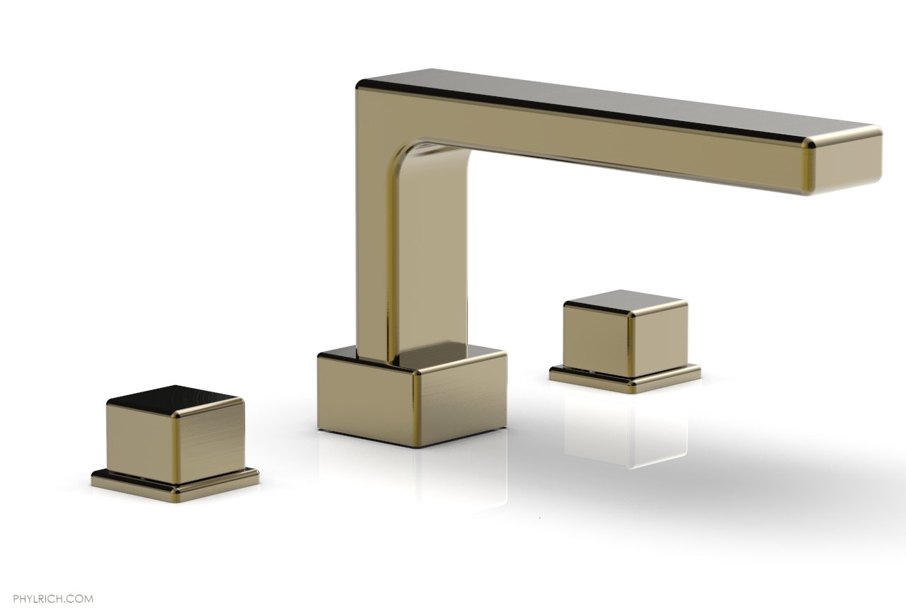 6-3/8" - Antique Brass - MIX Deck Tub Set - Cube Handles 290-43 by Phylrich - New York Hardware