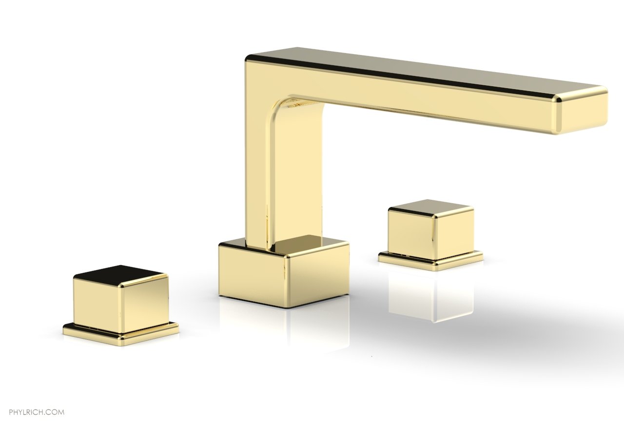 6-3/8" - French Brass - MIX Deck Tub Set - Cube Handles 290-43 by Phylrich - New York Hardware