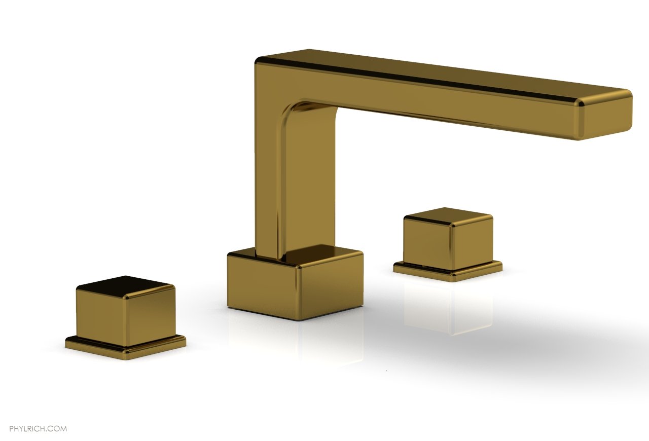6-3/8" - Polished Gold - MIX Deck Tub Set - Cube Handles 290-43 by Phylrich - New York Hardware