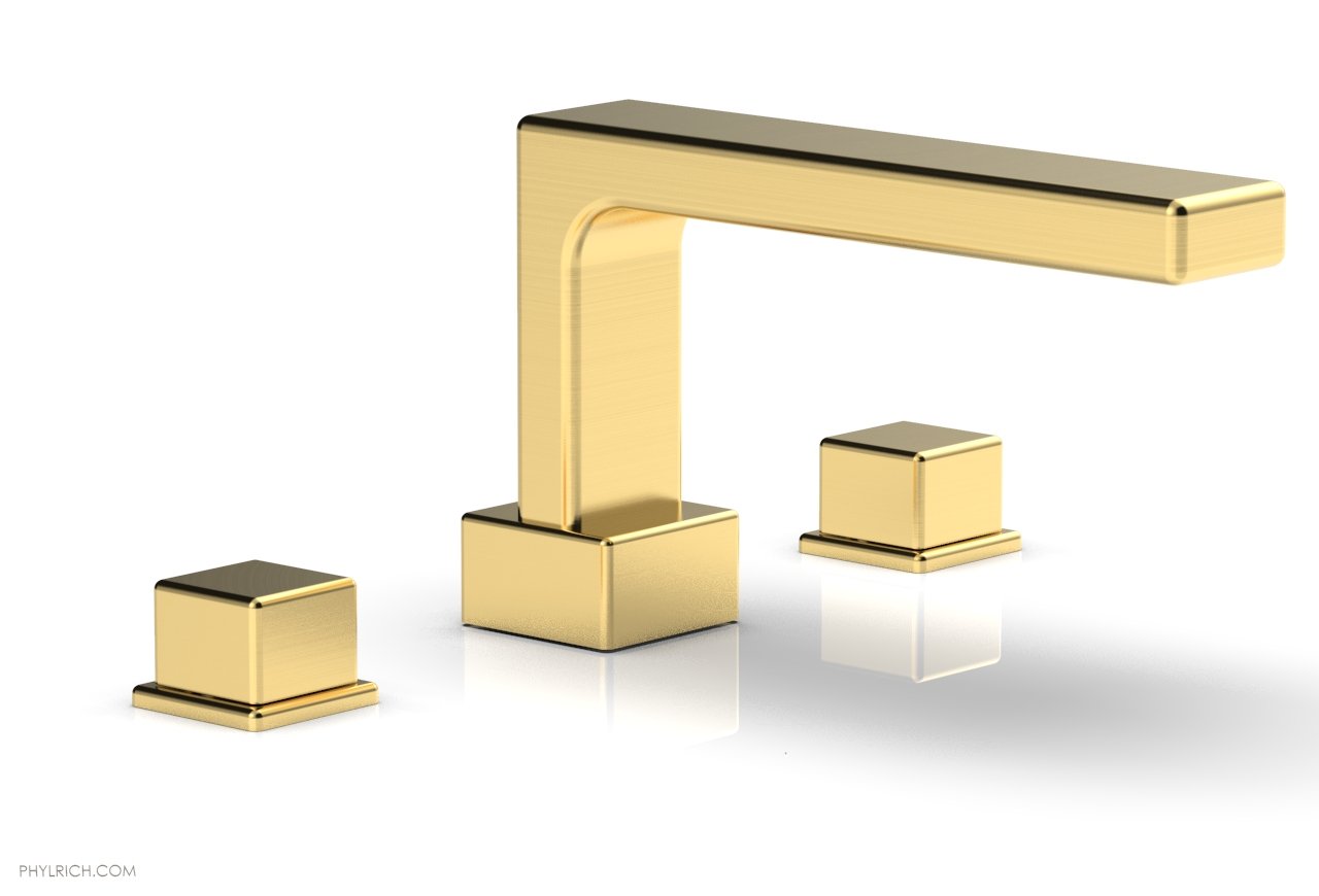 6-3/8" - Burnished Gold - MIX Deck Tub Set - Cube Handles 290-43 by Phylrich - New York Hardware