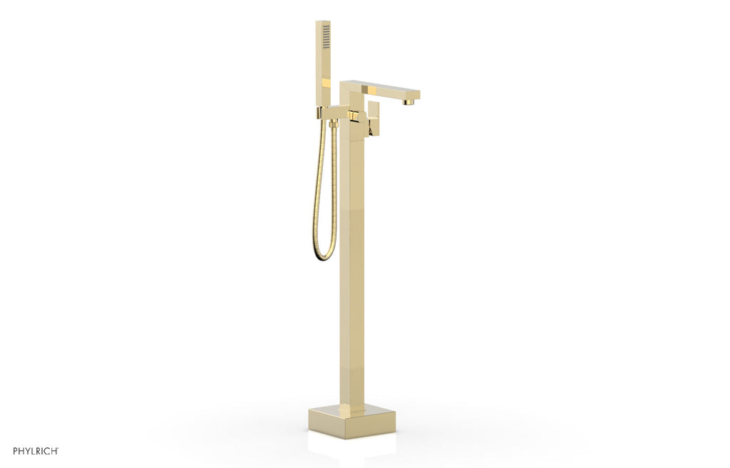 10-3/8" - Polished Brass Uncoated - MIX Floor Mount Tub Filler with Hand Shower 290-45 by Phylrich - New York Hardware