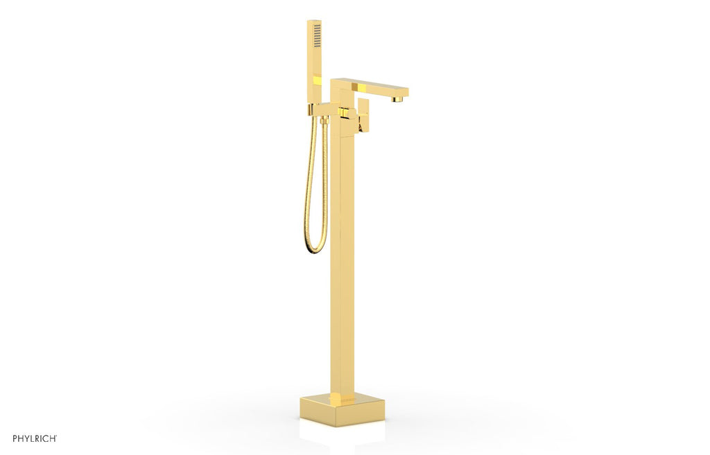 10-3/8" - Polished Gold - MIX Floor Mount Tub Filler with Hand Shower 290-45 by Phylrich - New York Hardware