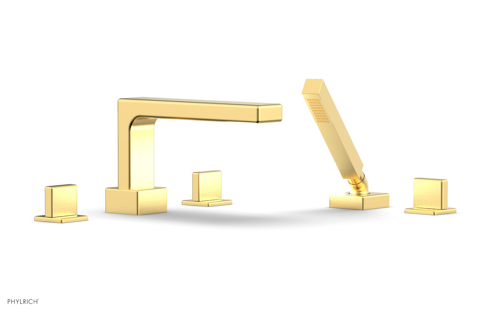 6-3/8" - Burnished Gold - MIX Deck Tub Set with Hand Shower - Blade Handles 290-48 by Phylrich - New York Hardware