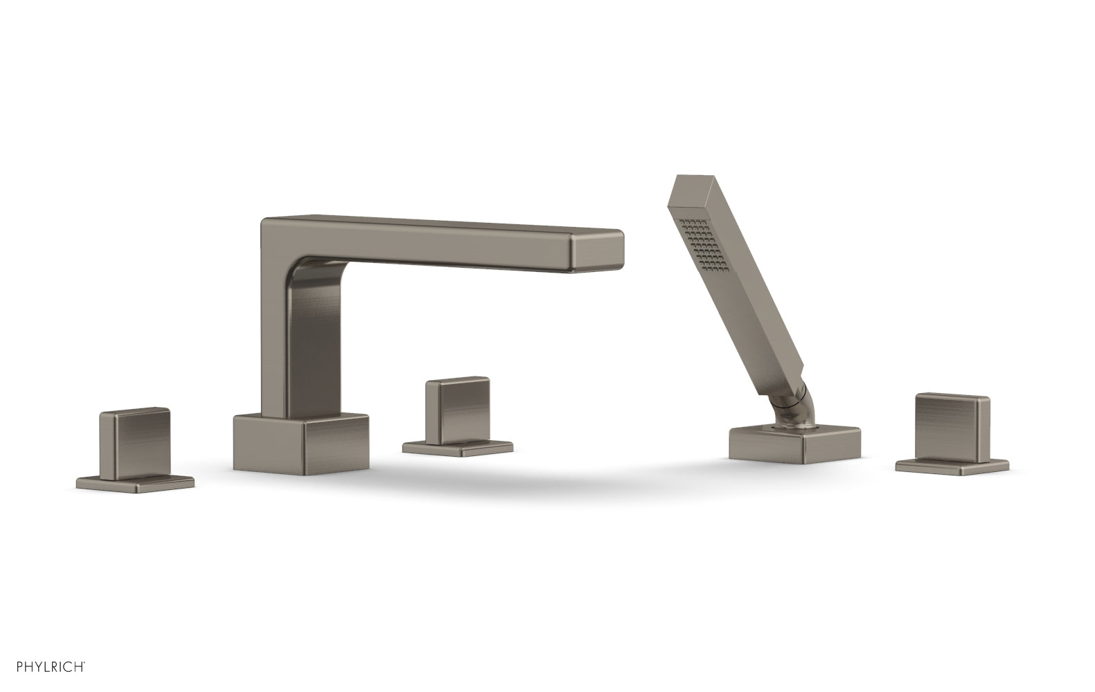 6-3/8" - Pewter - MIX Deck Tub Set with Hand Shower - Blade Handles 290-48 by Phylrich - New York Hardware