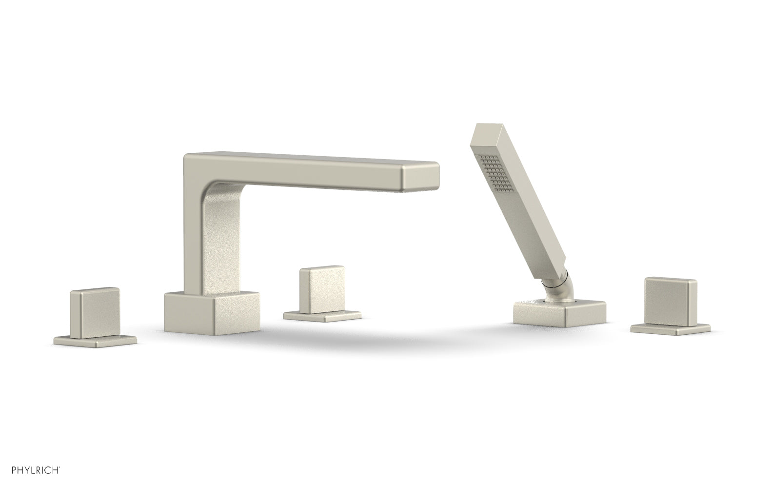 6-3/8" - Burnished Nickel - MIX Deck Tub Set with Hand Shower - Blade Handles 290-48 by Phylrich - New York Hardware