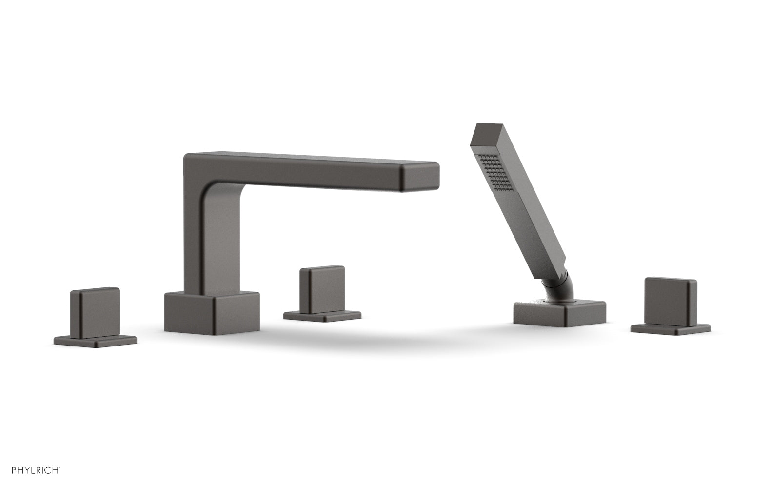 6-3/8" - Oil Rubbed Bronze - MIX Deck Tub Set with Hand Shower - Blade Handles 290-48 by Phylrich - New York Hardware