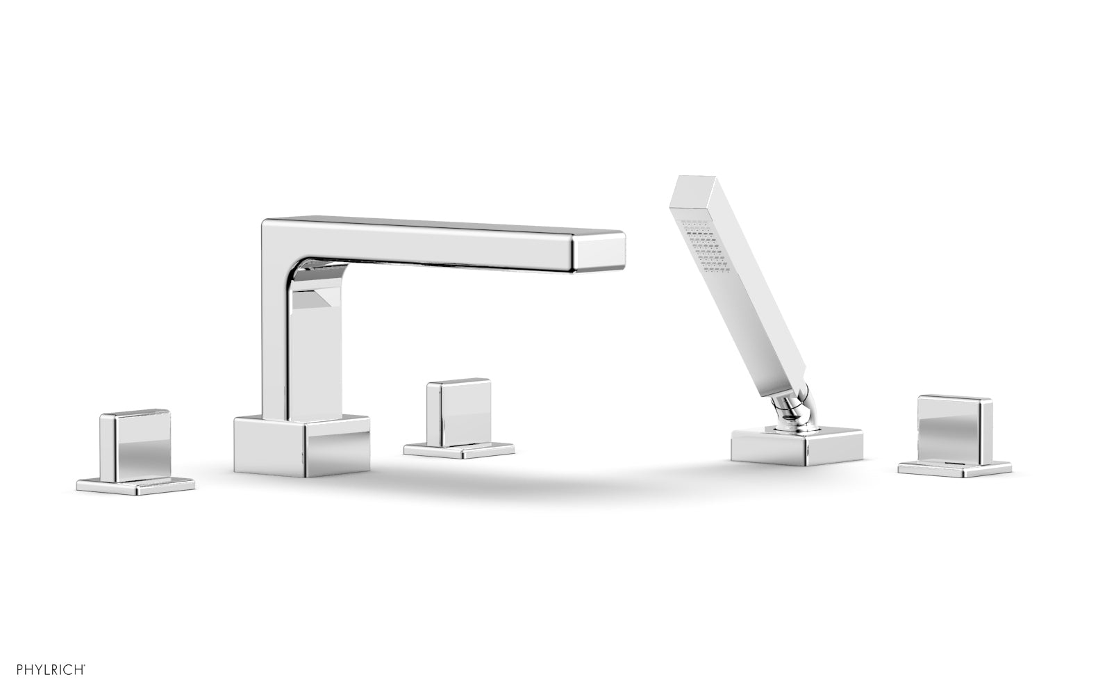 6-3/8" - Polished Chrome - MIX Deck Tub Set with Hand Shower - Blade Handles 290-48 by Phylrich - New York Hardware