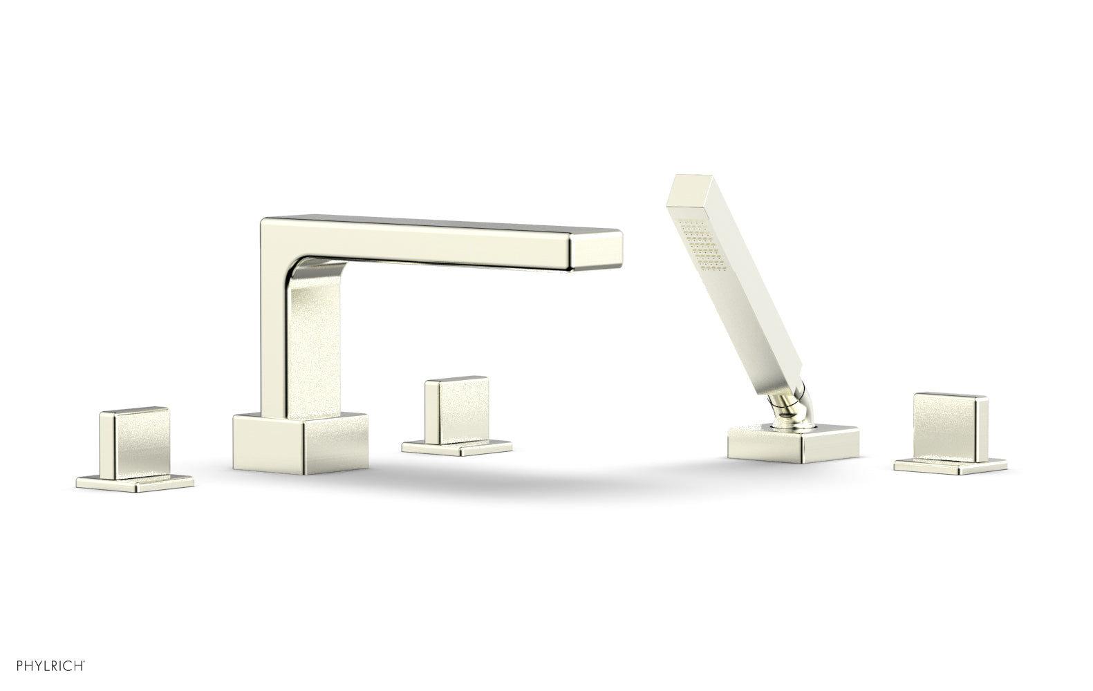 6-3/8" - Satin Nickel - MIX Deck Tub Set with Hand Shower - Blade Handles 290-48 by Phylrich - New York Hardware