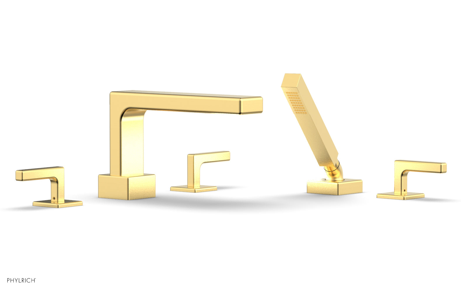 6-3/8" - Burnished Gold - MIX Deck Tub Set with Hand Shower - Lever Handles 290-49 by Phylrich - New York Hardware