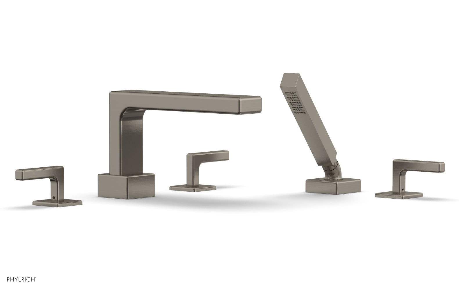 6-3/8" - Pewter - MIX Deck Tub Set with Hand Shower - Lever Handles 290-49 by Phylrich - New York Hardware