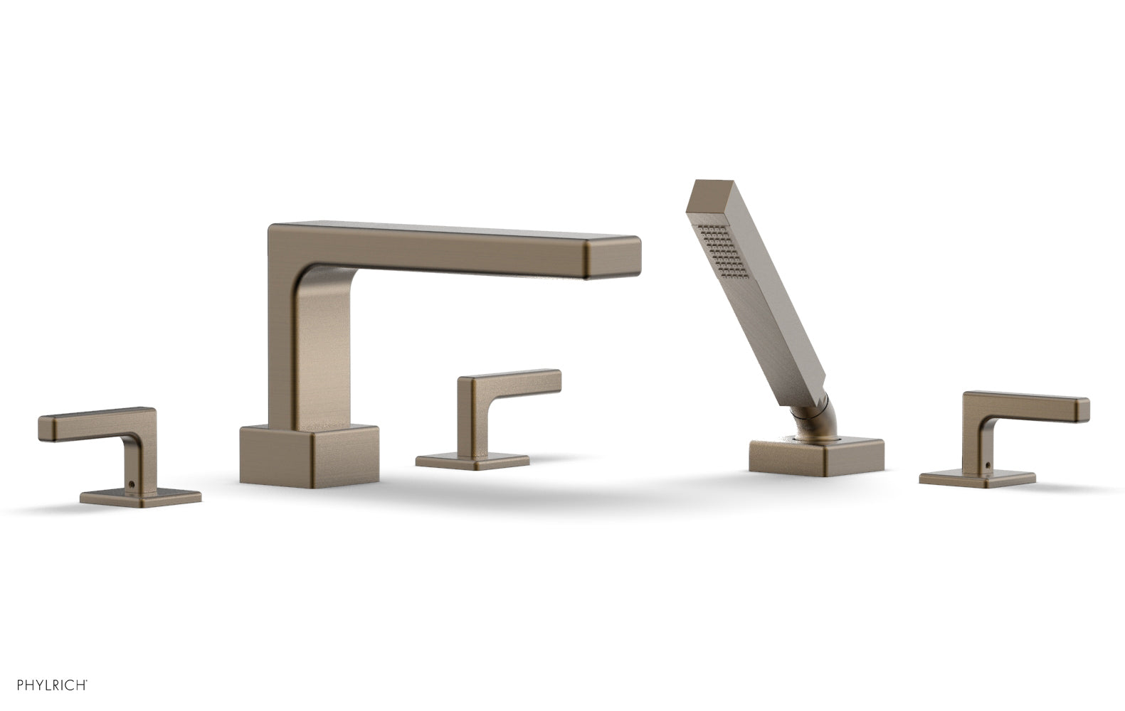 6-3/8" - Old English Brass - MIX Deck Tub Set with Hand Shower - Lever Handles 290-49 by Phylrich - New York Hardware