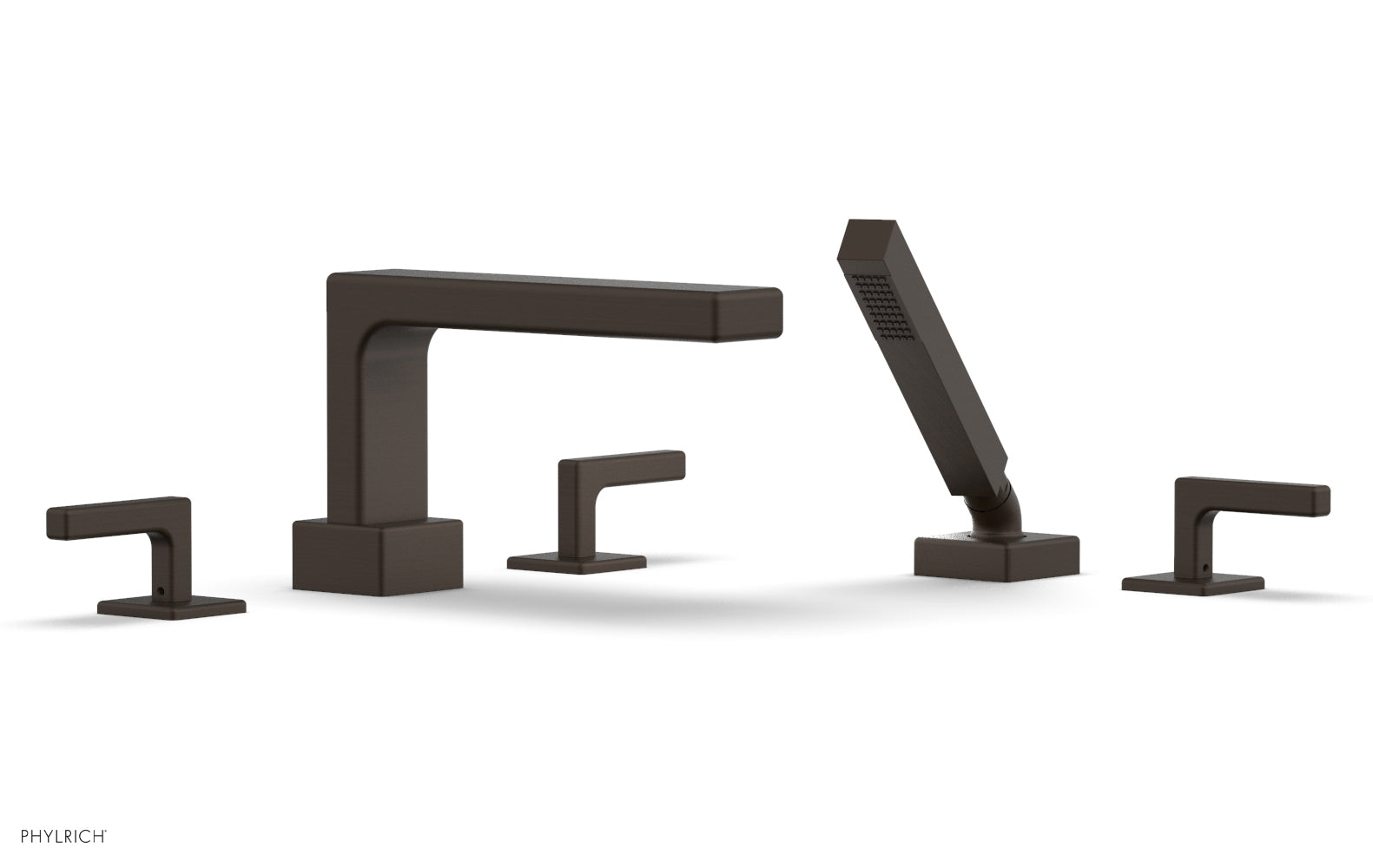 6-3/8" - Antique Bronze - MIX Deck Tub Set with Hand Shower - Lever Handles 290-49 by Phylrich - New York Hardware