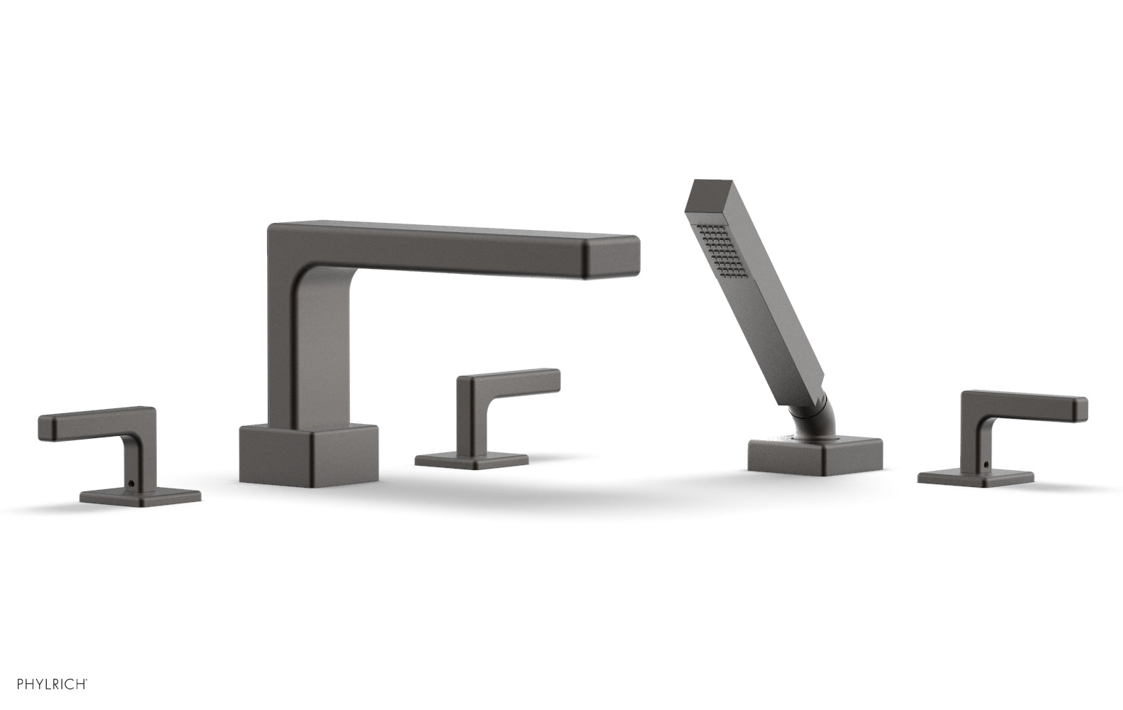 6-3/8" - Oil Rubbed Bronze - MIX Deck Tub Set with Hand Shower - Lever Handles 290-49 by Phylrich - New York Hardware