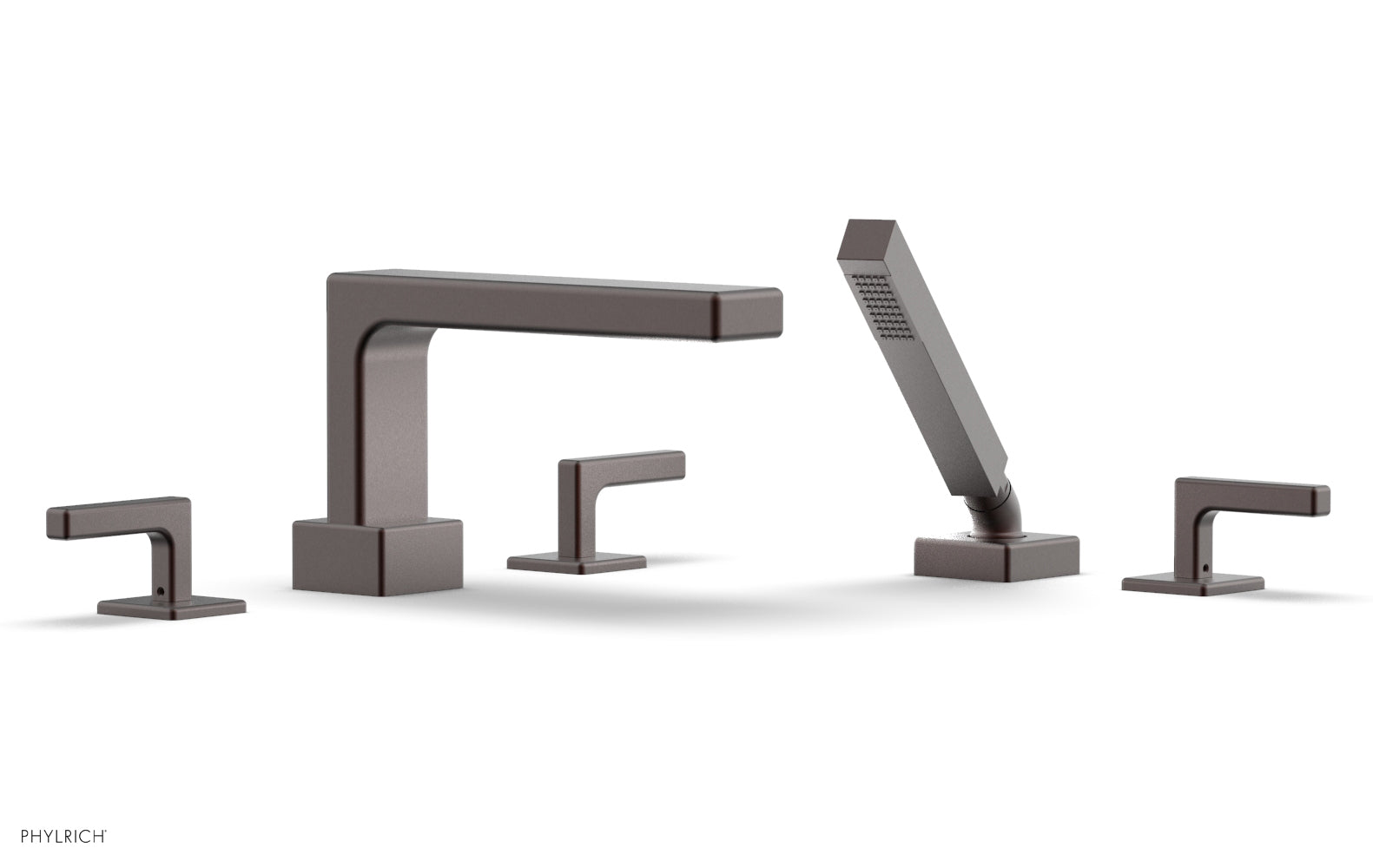 6-3/8" - Weathered Copper - MIX Deck Tub Set with Hand Shower - Lever Handles 290-49 by Phylrich - New York Hardware