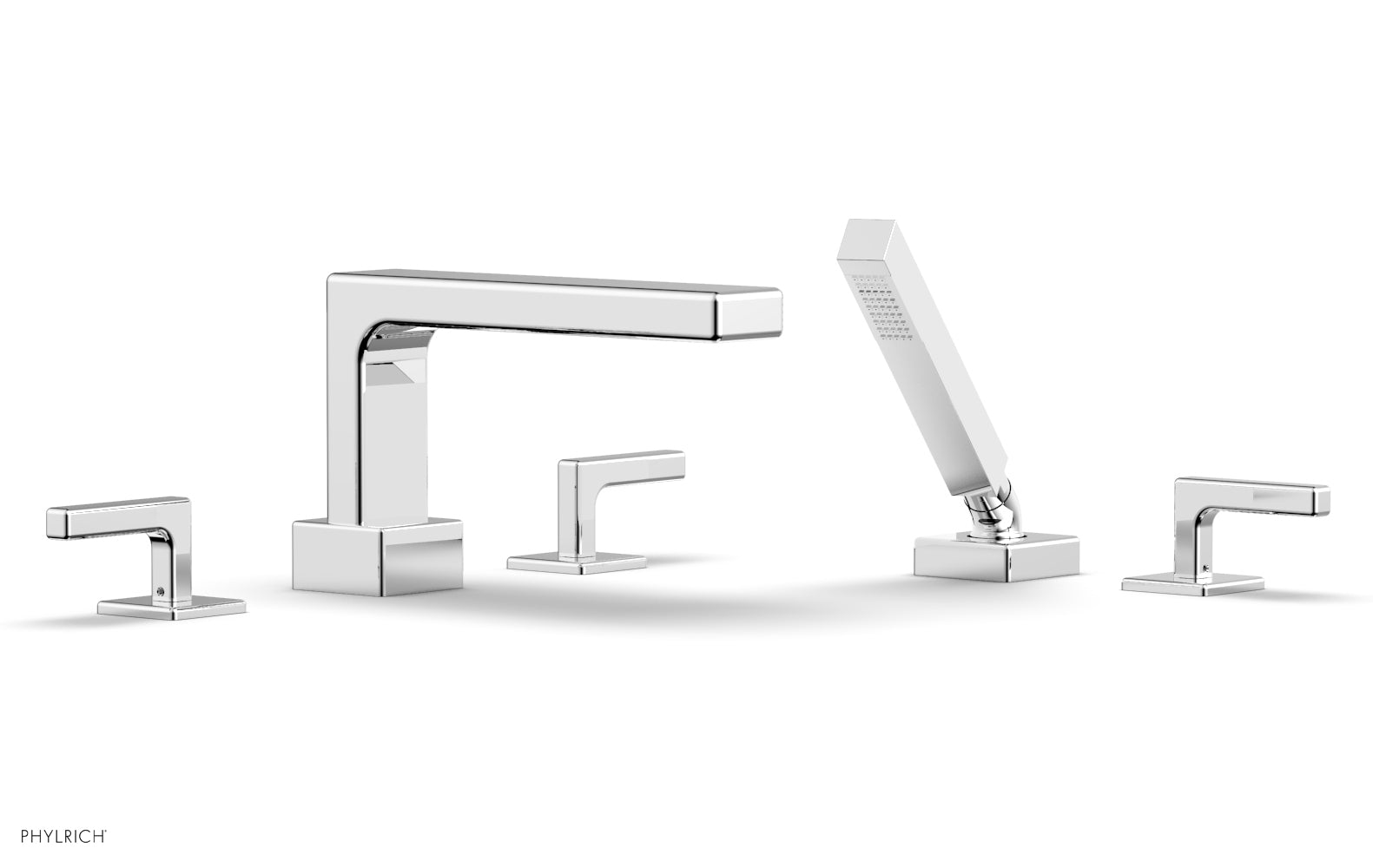 6-3/8" - Satin Brass - MIX Deck Tub Set with Hand Shower - Lever Handles 290-49 by Phylrich - New York Hardware