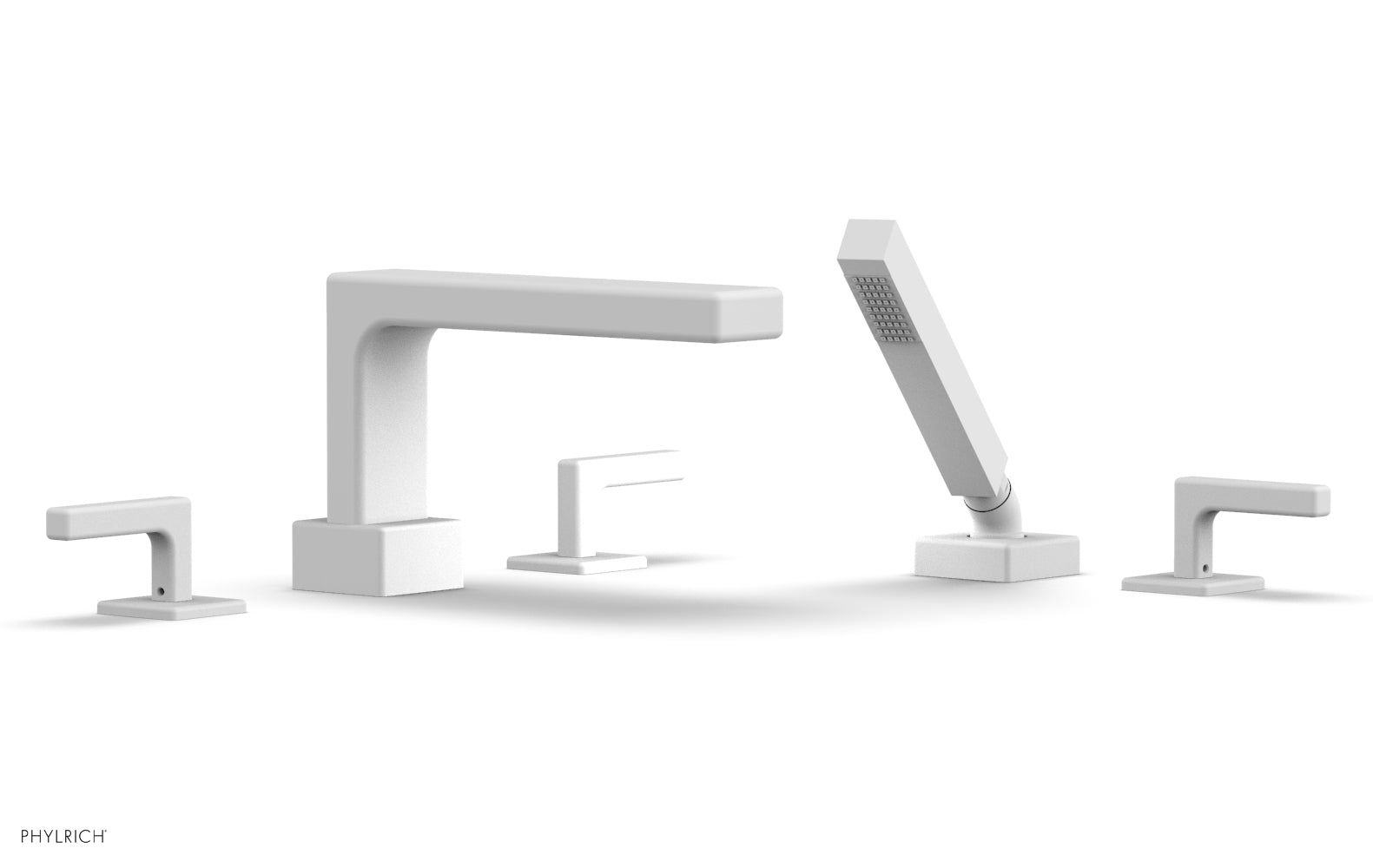 6-3/8" - Satin White - MIX Deck Tub Set with Hand Shower - Lever Handles 290-49 by Phylrich - New York Hardware