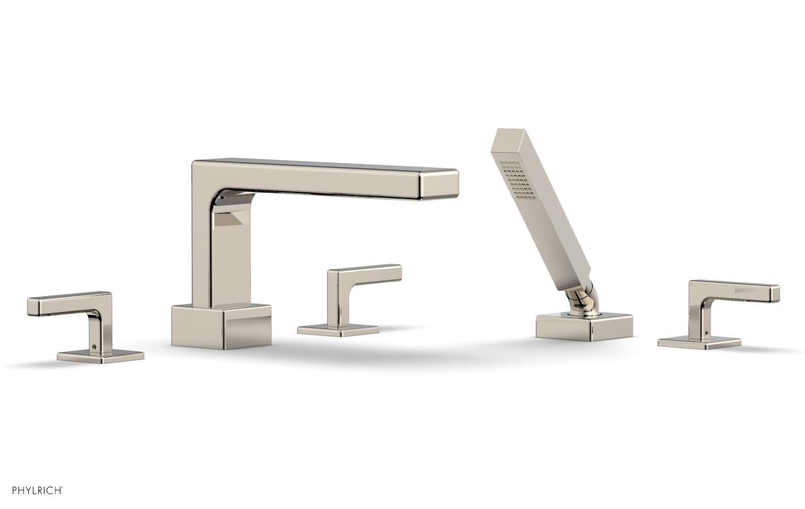 6-3/8" - Polished Nickel - MIX Deck Tub Set with Hand Shower - Lever Handles 290-49 by Phylrich - New York Hardware