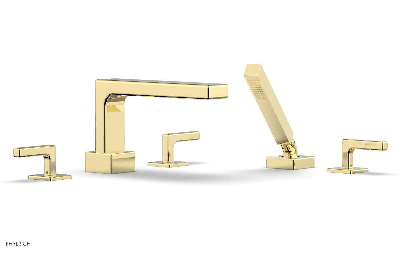 6-3/8" - Polished Brass - MIX Deck Tub Set with Hand Shower - Lever Handles 290-49 by Phylrich - New York Hardware