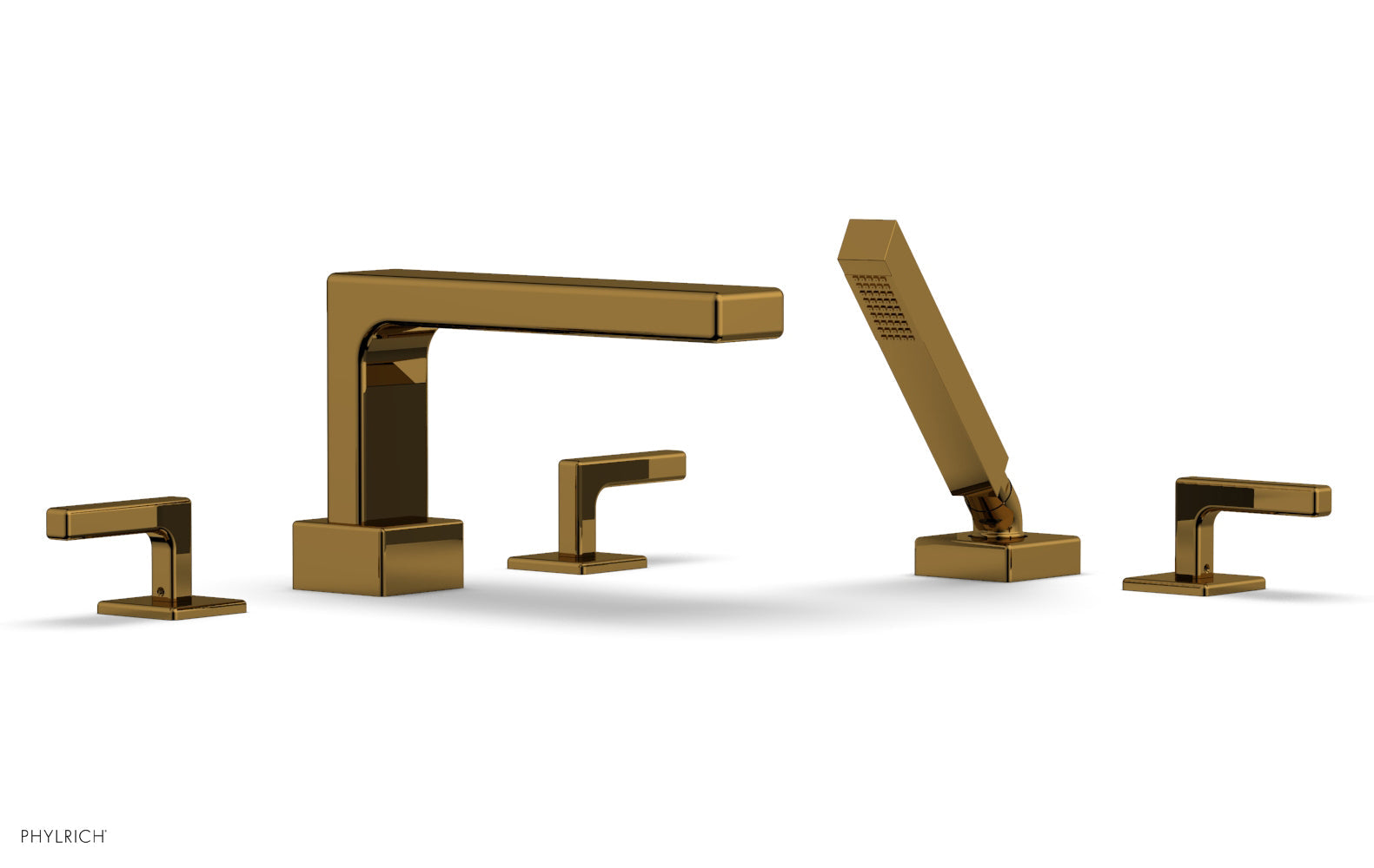 6-3/8" - French Brass - MIX Deck Tub Set with Hand Shower - Lever Handles 290-49 by Phylrich - New York Hardware