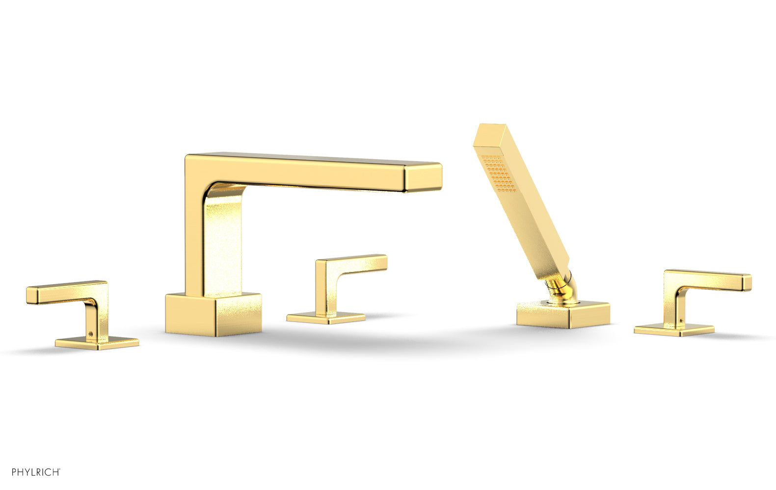 6-3/8" - Satin Gold - MIX Deck Tub Set with Hand Shower - Lever Handles 290-49 by Phylrich - New York Hardware