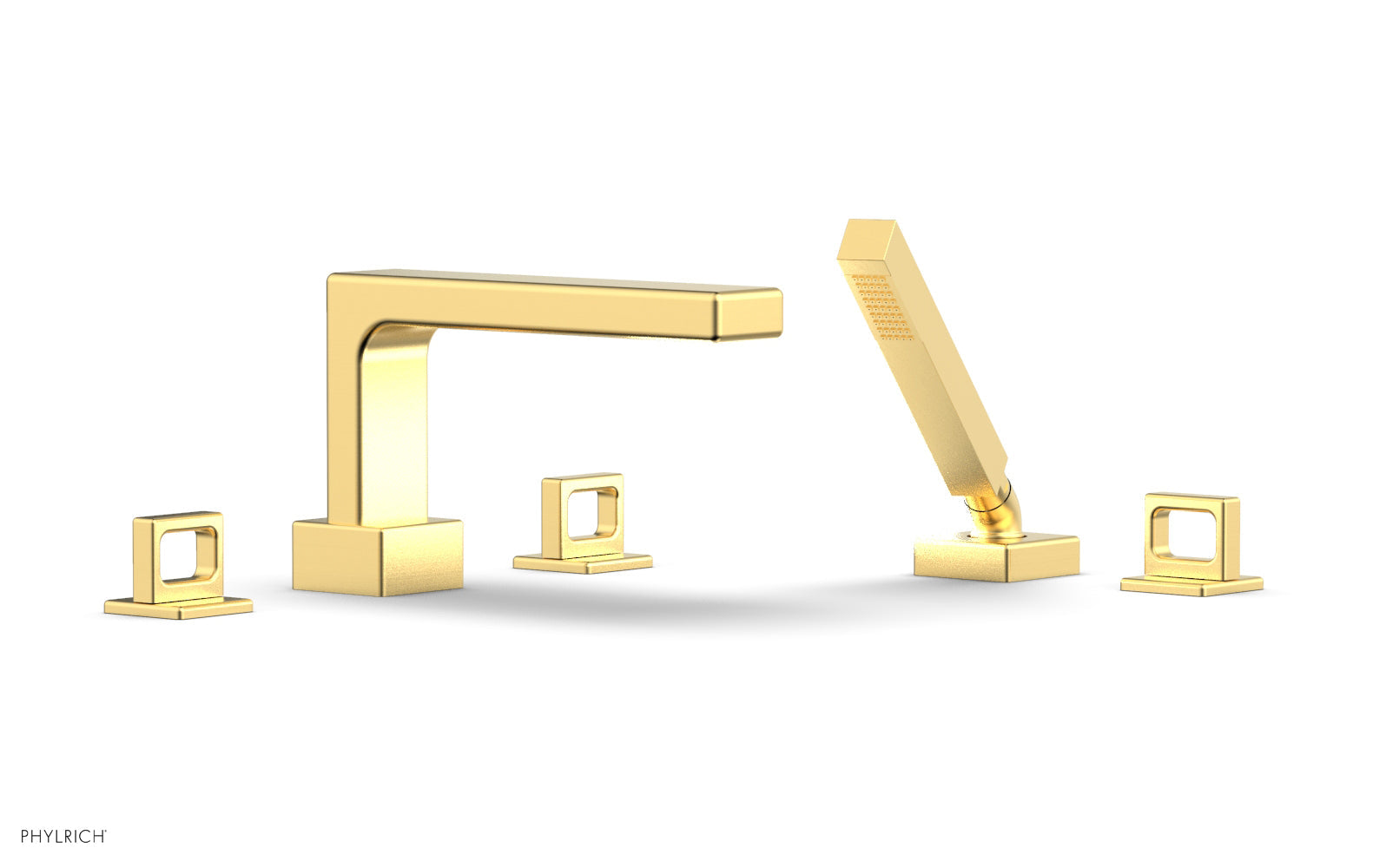 6-3/8" - Burnished Gold - MIX Deck Tub Set with Hand Shower - Ring Handles 290-50 by Phylrich - New York Hardware