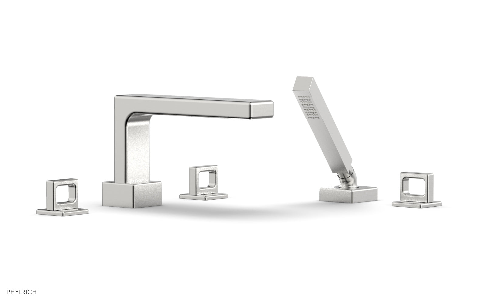 6-3/8" - Satin Chrome - MIX Deck Tub Set with Hand Shower - Ring Handles 290-50 by Phylrich - New York Hardware