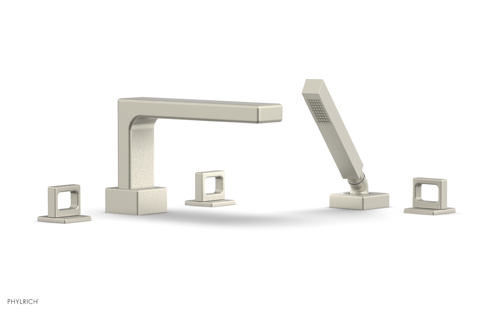 6-3/8" - Burnished Nickel - MIX Deck Tub Set with Hand Shower - Ring Handles 290-50 by Phylrich - New York Hardware