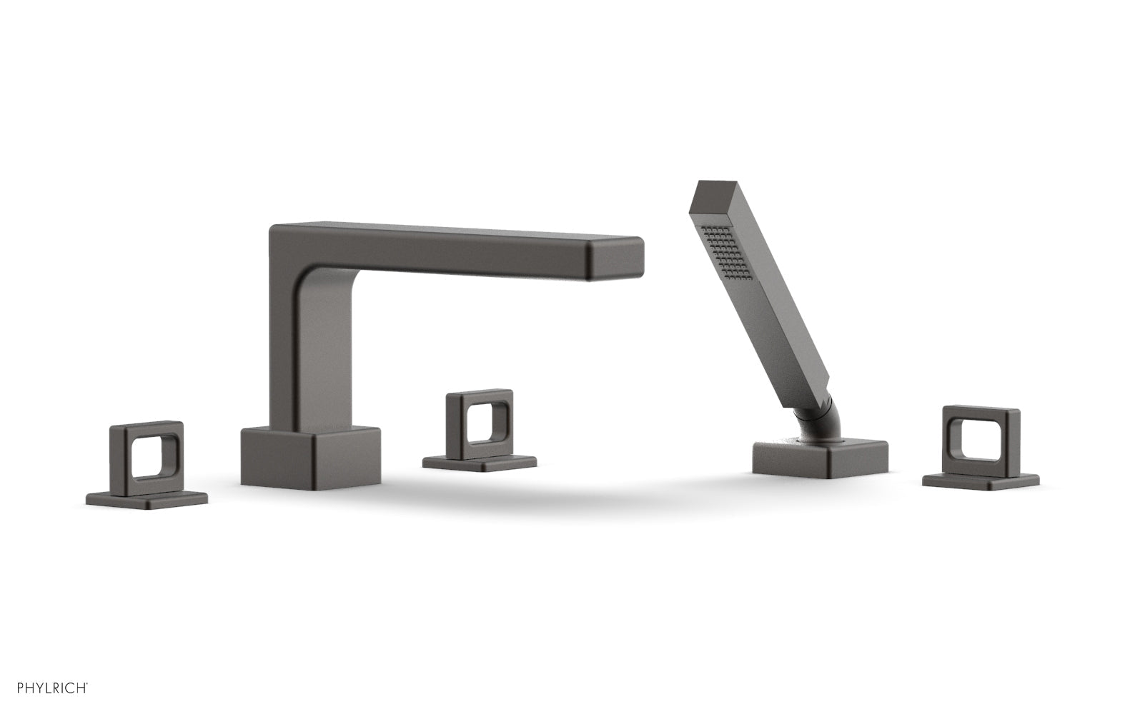 6-3/8" - Oil Rubbed Bronze - MIX Deck Tub Set with Hand Shower - Ring Handles 290-50 by Phylrich - New York Hardware