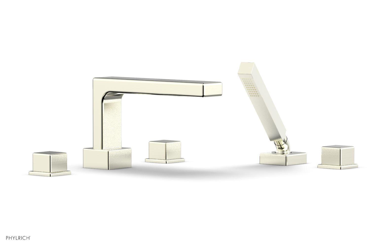 6-3/8" - Polished Chrome - MIX Deck Tub Set with Hand Shower - Cube Handles 290-51 by Phylrich - New York Hardware