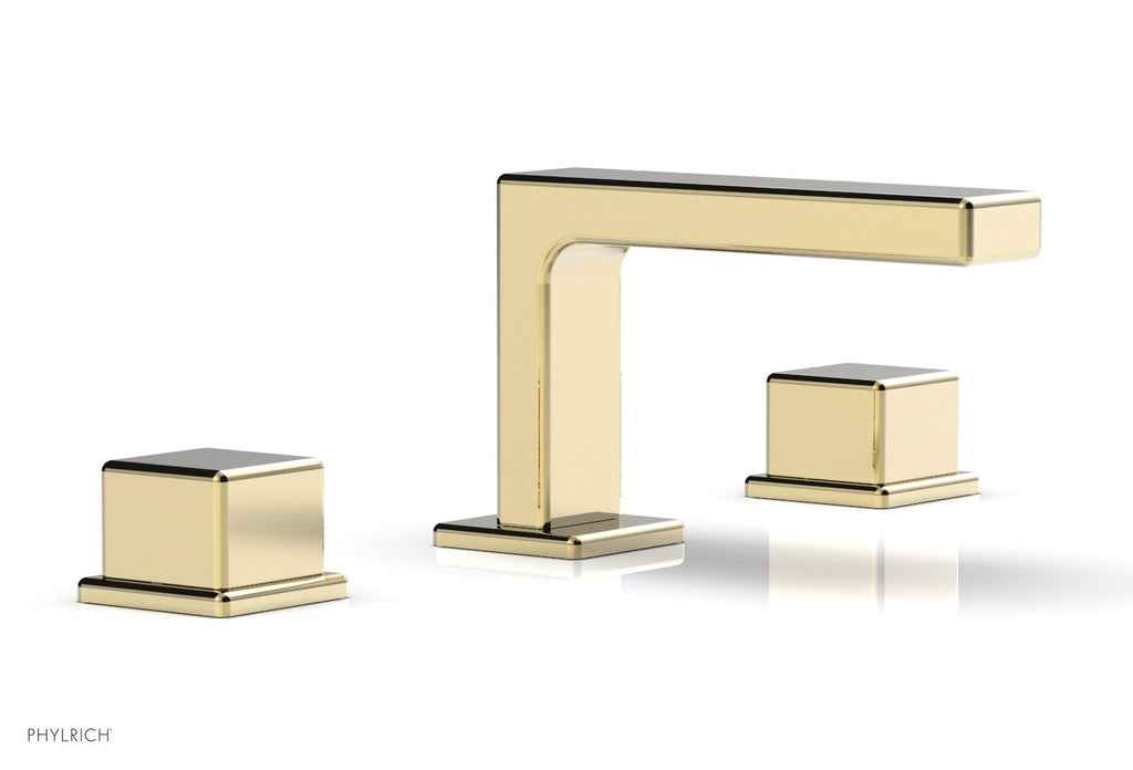 4-1/4" - Polished Brass Uncoated - MIX Widespread Faucet - Cube Handles Height 290L-04 by Phylrich - New York Hardware