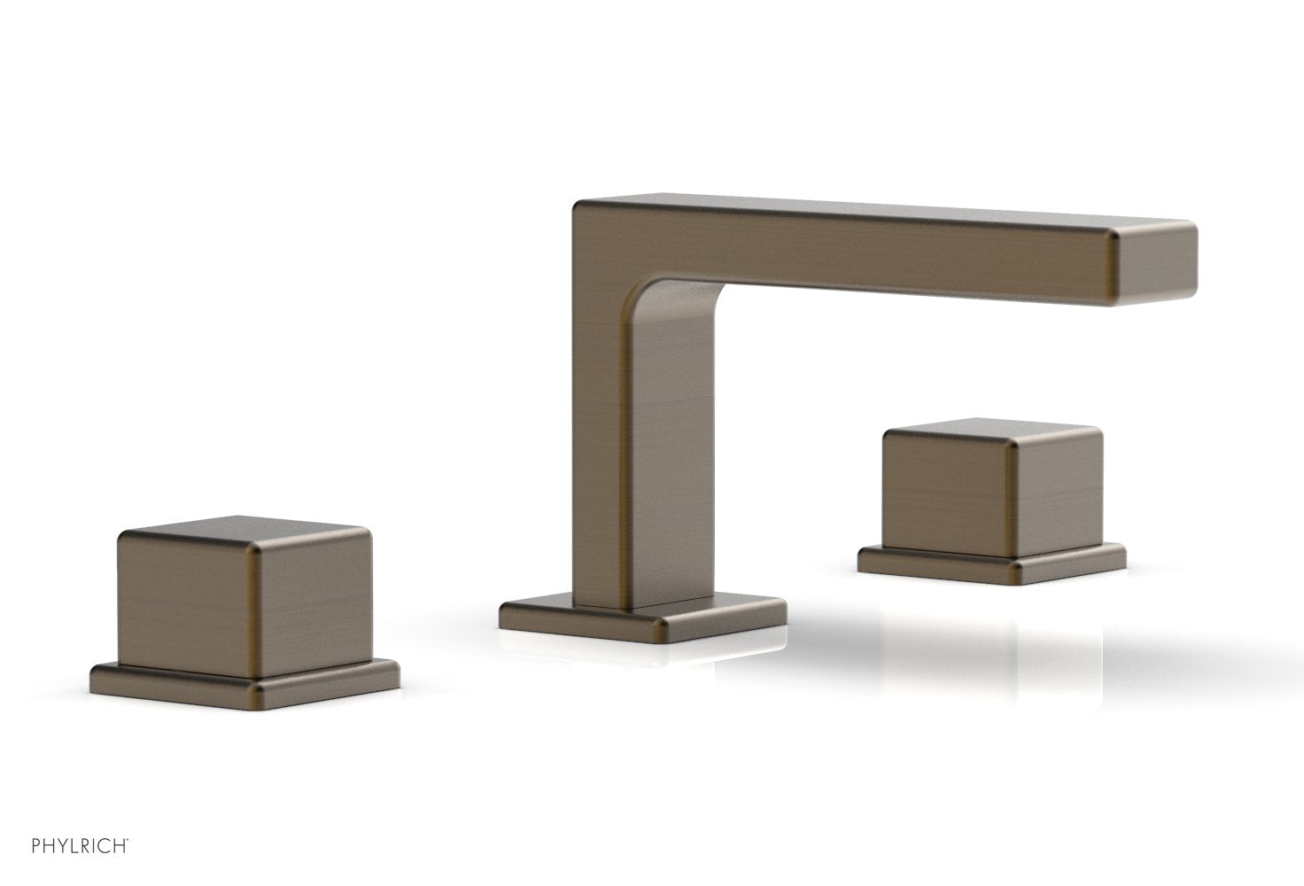 4-1/4" - Old English Brass - MIX Widespread Faucet - Cube Handles Height 290L-04 by Phylrich - New York Hardware