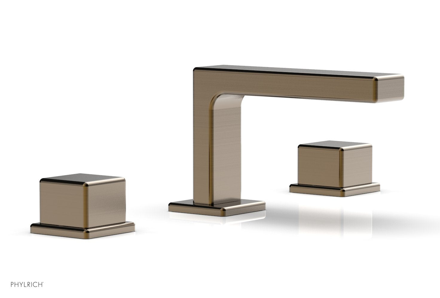 4-1/4" - Antique Brass - MIX Widespread Faucet - Cube Handles Height 290L-04 by Phylrich - New York Hardware