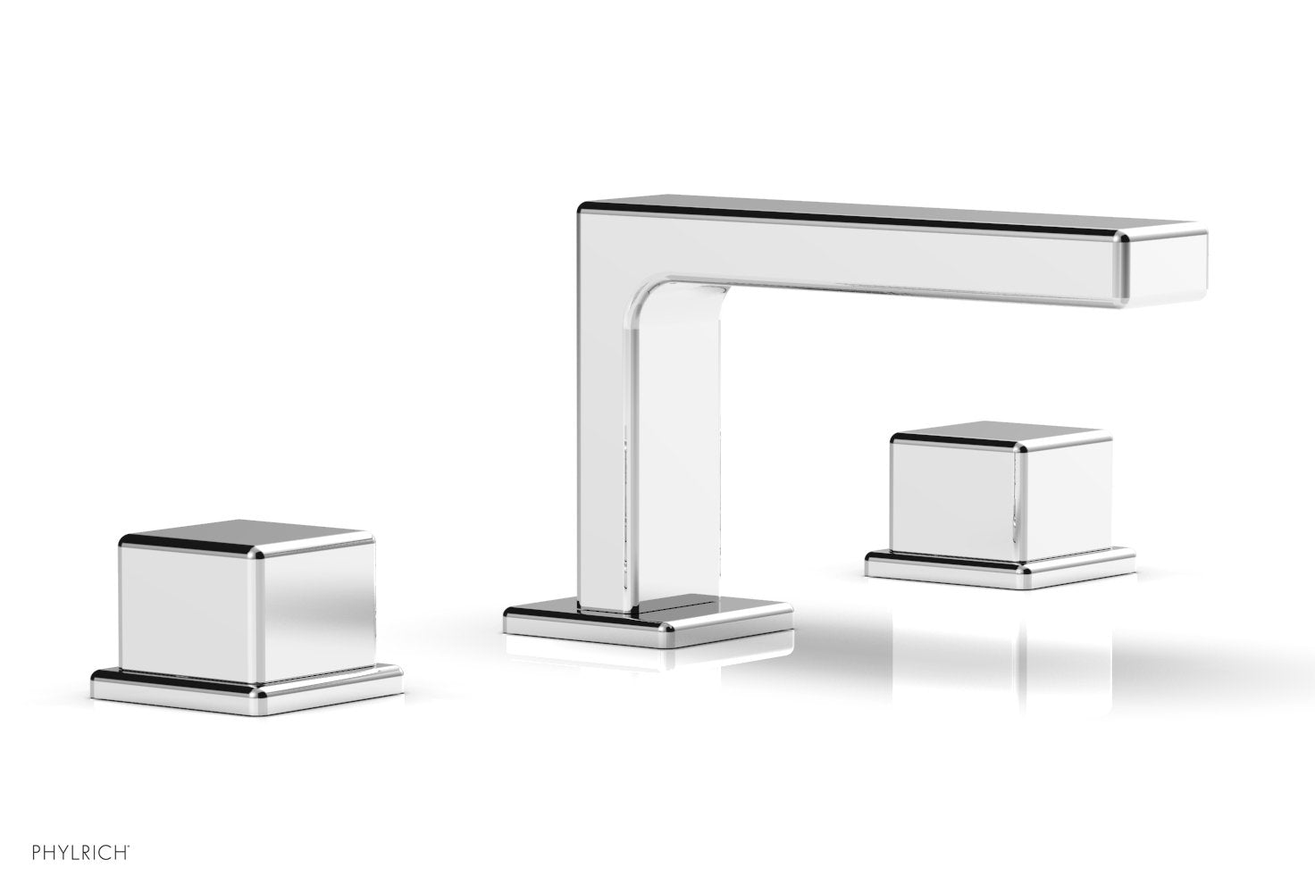 4-1/4" - Satin Brass - MIX Widespread Faucet - Cube Handles Height 290L-04 by Phylrich - New York Hardware