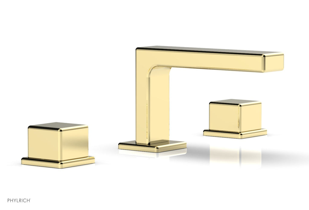 4-1/4" - Polished Brass - MIX Widespread Faucet - Cube Handles Height 290L-04 by Phylrich - New York Hardware