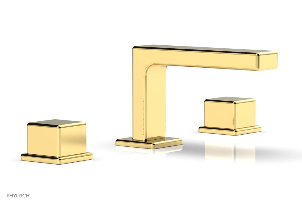 4-1/4" - Polished Gold - MIX Widespread Faucet - Cube Handles Height 290L-04 by Phylrich - New York Hardware