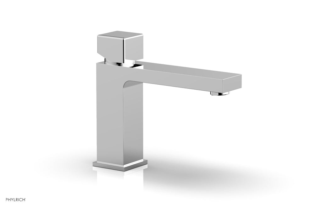 5" - Satin Brass - MIX Single Hole Lavatory Faucet, Low - Cube Handle 290L-08 by Phylrich - New York Hardware