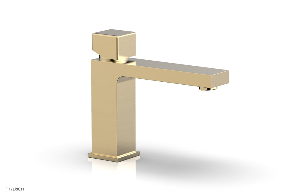 5" - Polished Nickel - MIX Single Hole Lavatory Faucet, Low - Cube Handle 290L-08 by Phylrich - New York Hardware