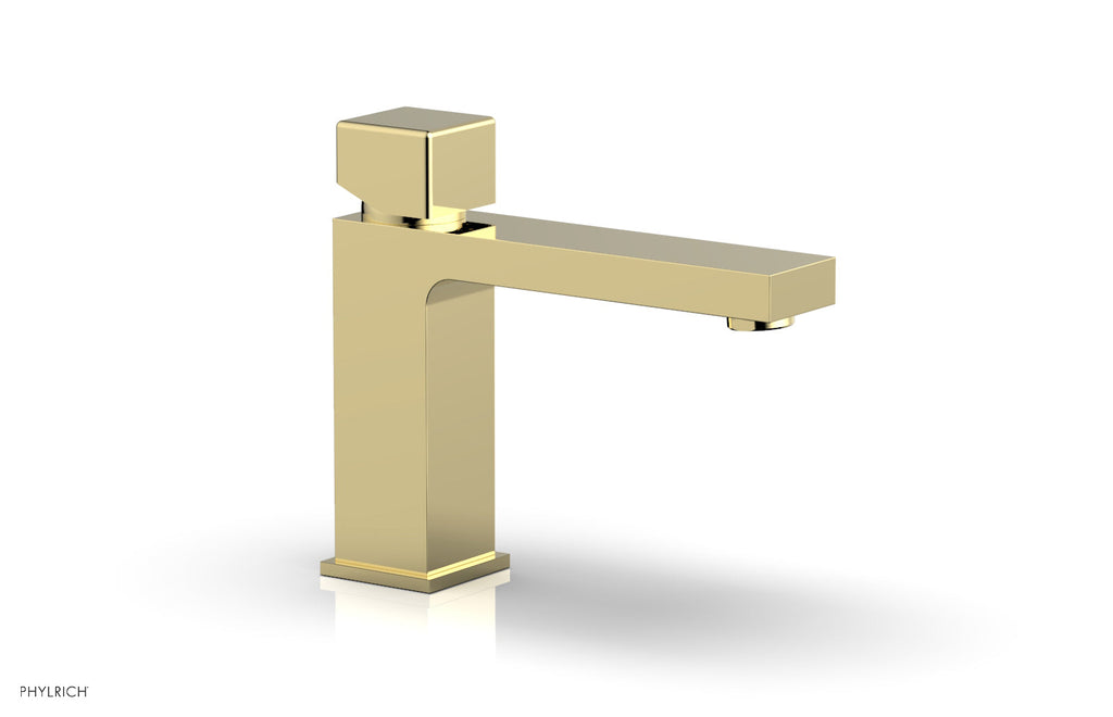 5" - French Brass - MIX Single Hole Lavatory Faucet, Low - Cube Handle 290L-08 by Phylrich - New York Hardware