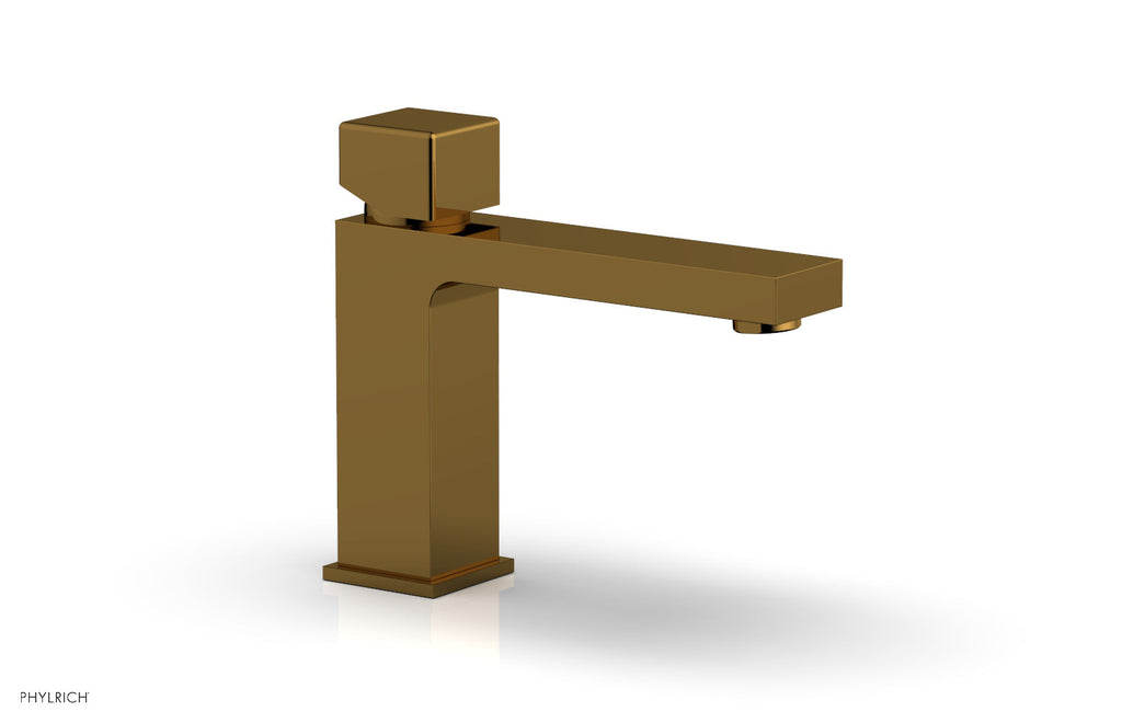 5" - Polished Gold - MIX Single Hole Lavatory Faucet, Low - Cube Handle 290L-08 by Phylrich - New York Hardware