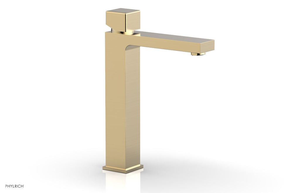 1-1/8" - Satin Brass - MIX Single Hole Lavatory Faucet, Tall - Cube Handle 290T-08 by Phylrich - New York Hardware