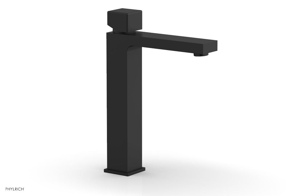 1-1/8" - Matte Black - MIX Single Hole Lavatory Faucet, Tall - Cube Handle 290T-08 by Phylrich - New York Hardware