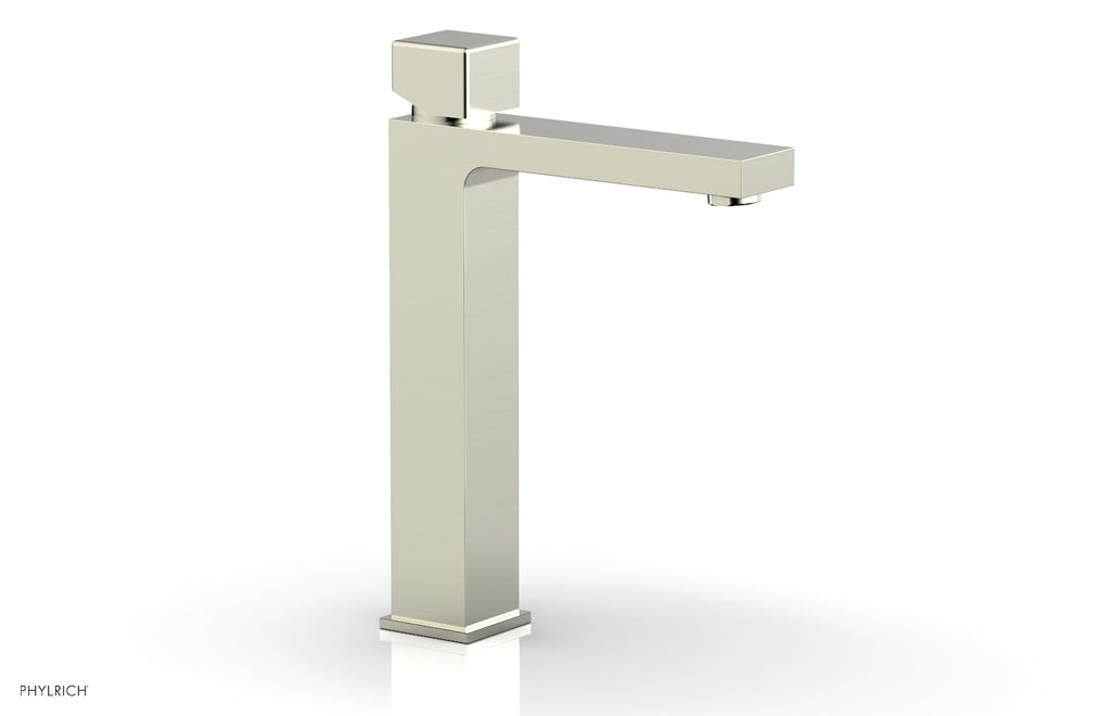 1-1/8" - Satin Nickel - MIX Single Hole Lavatory Faucet, Tall - Cube Handle 290T-08 by Phylrich - New York Hardware