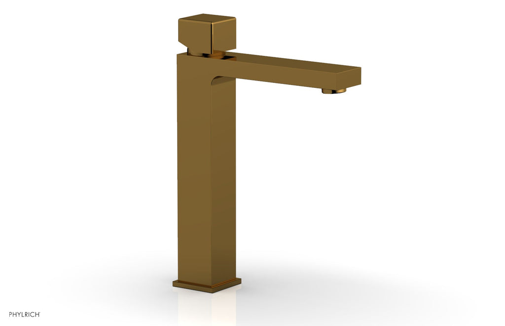 1-1/8" - French Brass - MIX Single Hole Lavatory Faucet, Tall - Cube Handle 290T-08 by Phylrich - New York Hardware