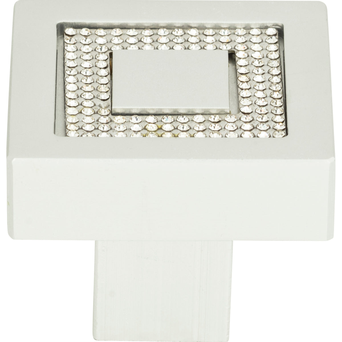 Atlas Crystal Square Inset Knob Matte Chrome / 1 3/8"