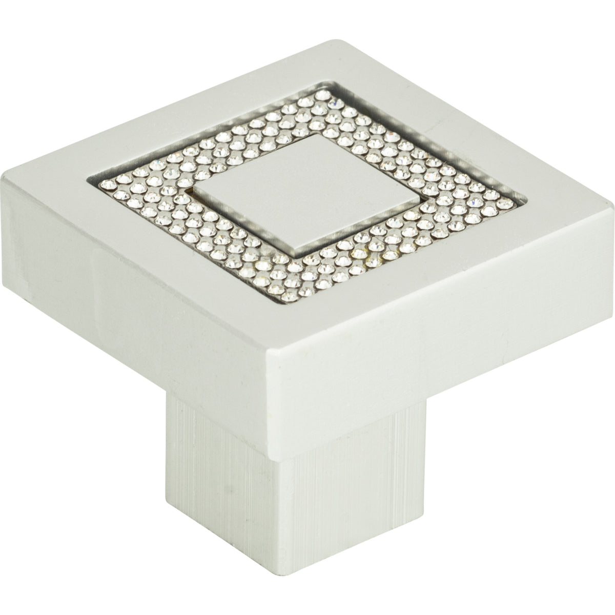 Atlas Crystal Square Inset Knob Matte Chrome / 1 3/8"